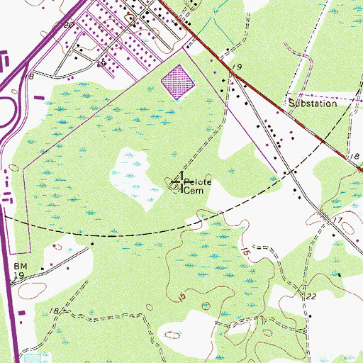 Topographic Map of Pelote Cemetery, SC