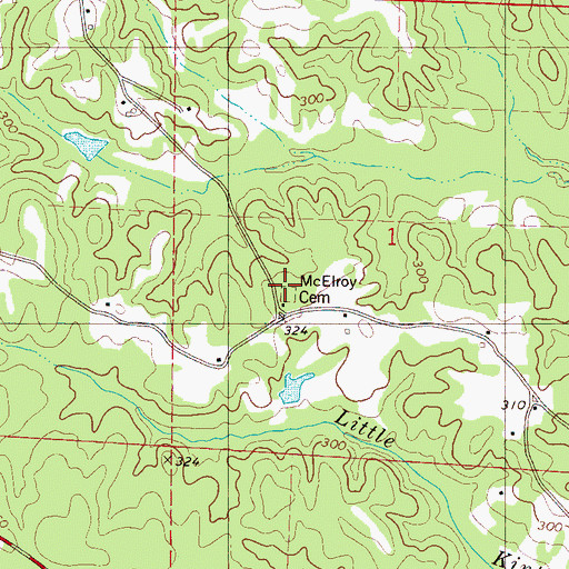 Topographic Map of McElroy Cemetery, AL
