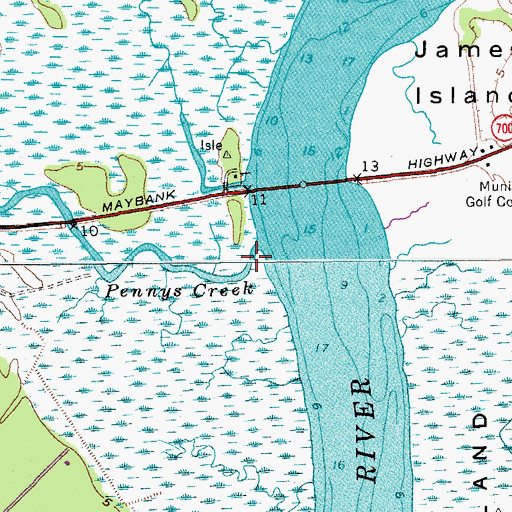 Topographic Map of Pennys Creek, SC