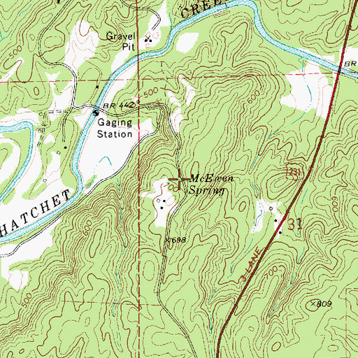 Topographic Map of McEwen Spring, AL