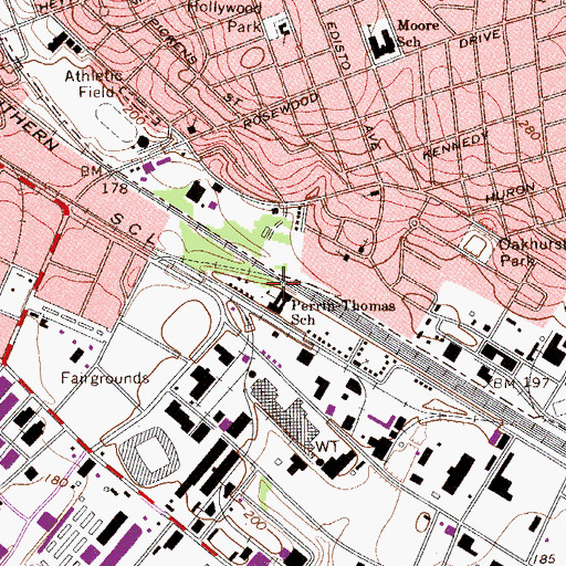 Topographic Map of Perrin-Thomas School, SC