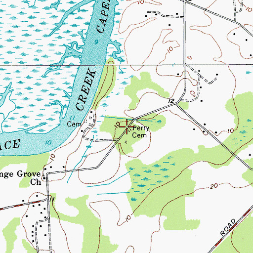 Topographic Map of Perry Cemetery, SC