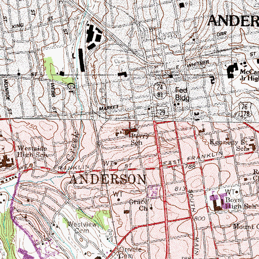 Topographic Map of Perry School, SC
