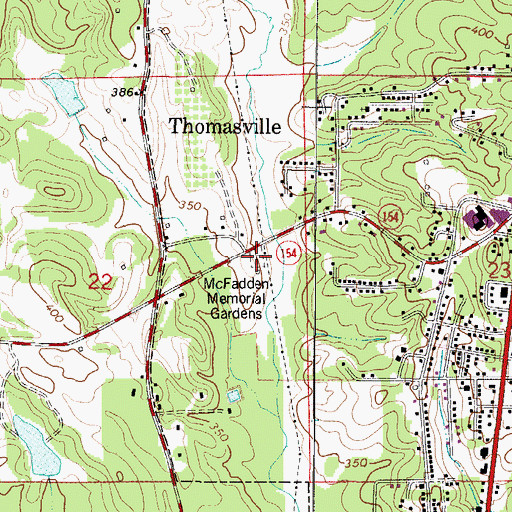 Topographic Map of McFadden Memorial Gardens, AL