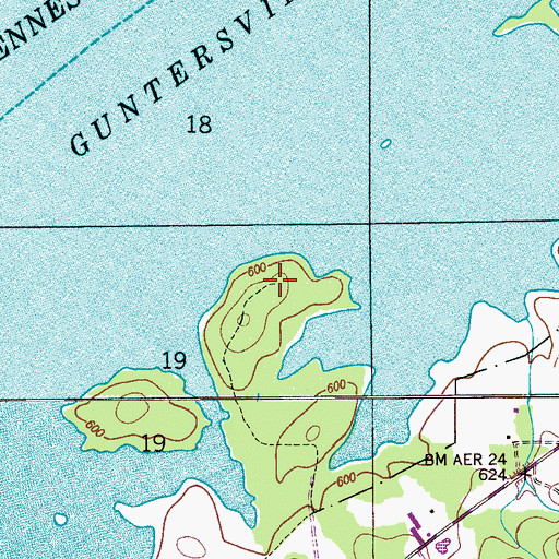 Topographic Map of McFarlane Cemetery, AL