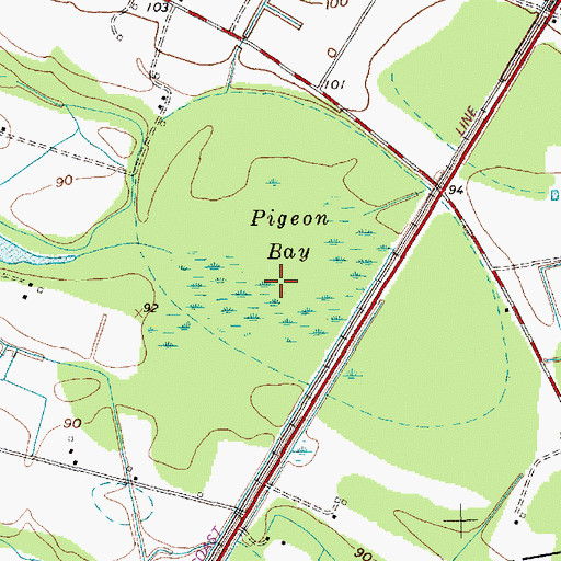 Topographic Map of Pigeon Bay, SC