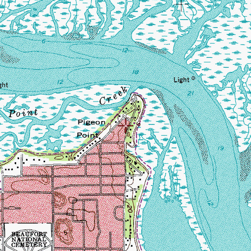 Topographic Map of Pigeon Point, SC