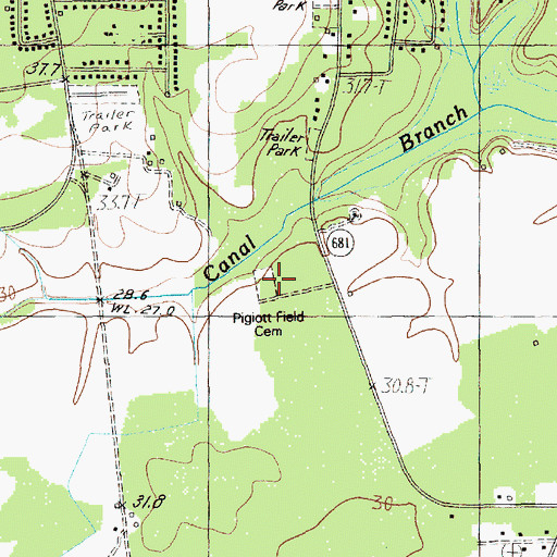 Topographic Map of Pigiott Field Cemetery, SC