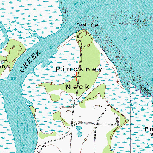 Topographic Map of Pinckney Neck, SC