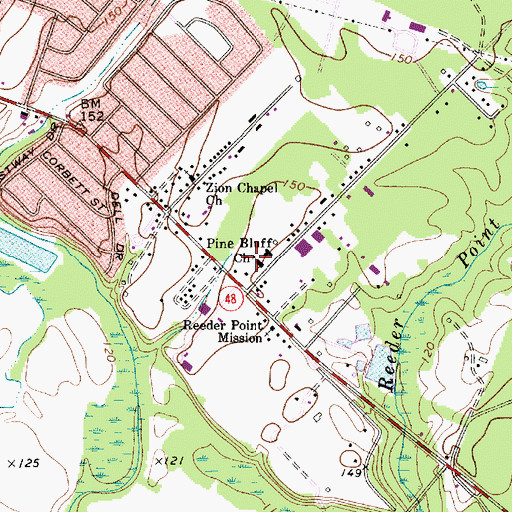 Topographic Map of Pine Bluff Church, SC