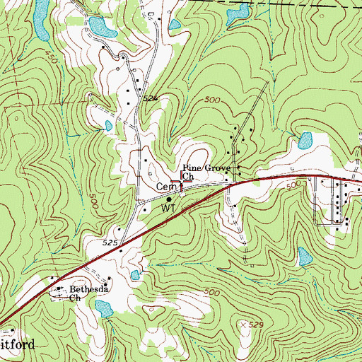 Topographic Map of Pine Grove Church, SC