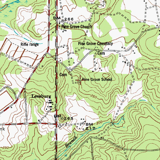 Topographic Map of Pine Grove School, SC