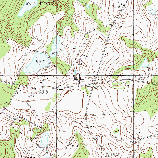 Topographic Map of Pine Hill School, SC