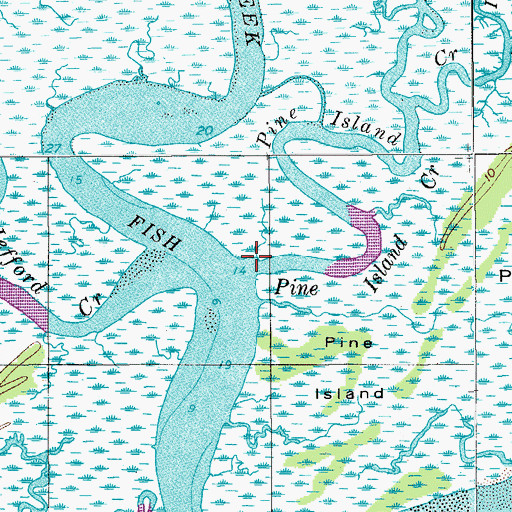 Topographic Map of Pine Island Creek, SC