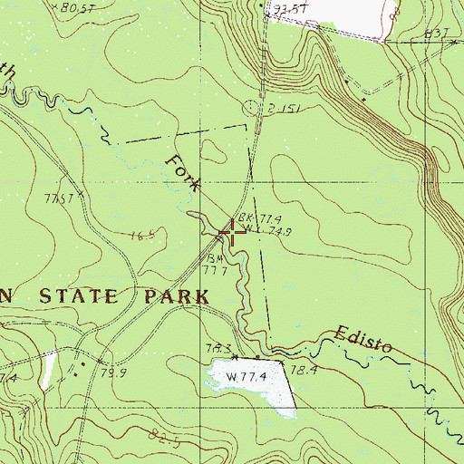 Topographic Map of Pine Log Bridge, SC