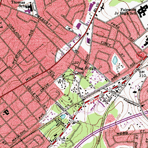 Topographic Map of Pine Ridge Cemetery, SC
