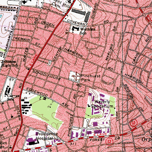Topographic Map of Pinehurst Park, SC