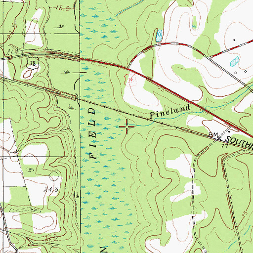 Topographic Map of Pineland Branch, SC