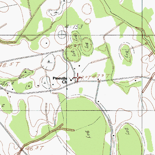 Topographic Map of Pineville School, SC