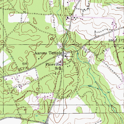 Topographic Map of Pineville School, SC
