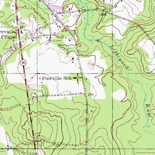 Topographic Map of Pineville School, SC