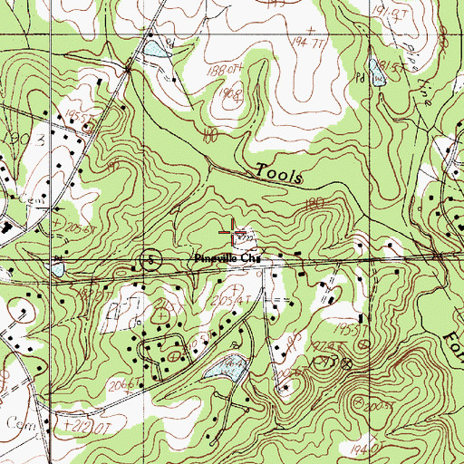 Topographic Map of Pineville School, SC