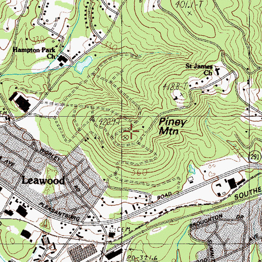 Topographic Map of Piney Mountain, SC
