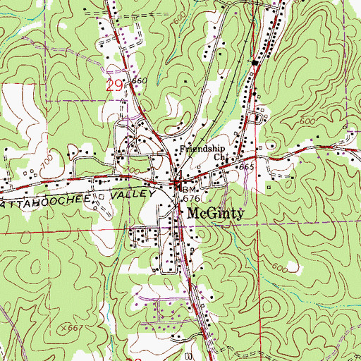Topographic Map of McGinty, AL