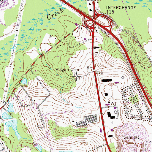 Topographic Map of Pisgah Cemetery, SC