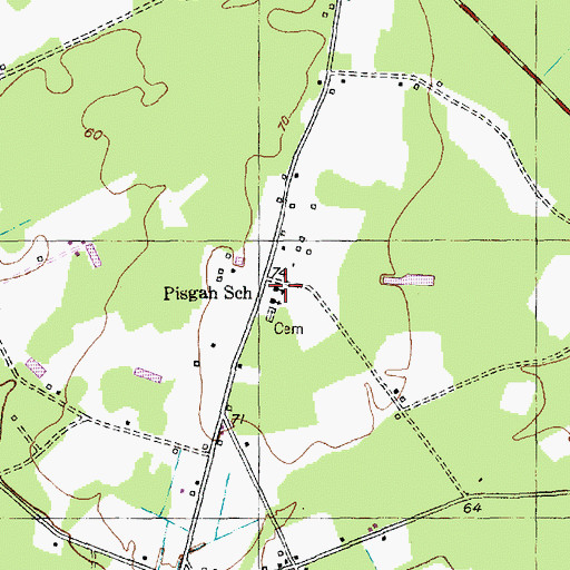 Topographic Map of Pisgah School, SC