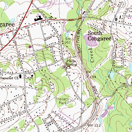 Topographic Map of Platts Spring Church, SC