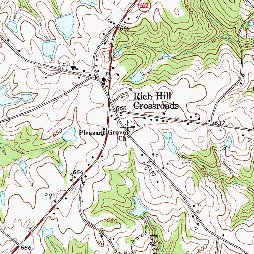 Topographic Map of Pleasant Grove Church, SC
