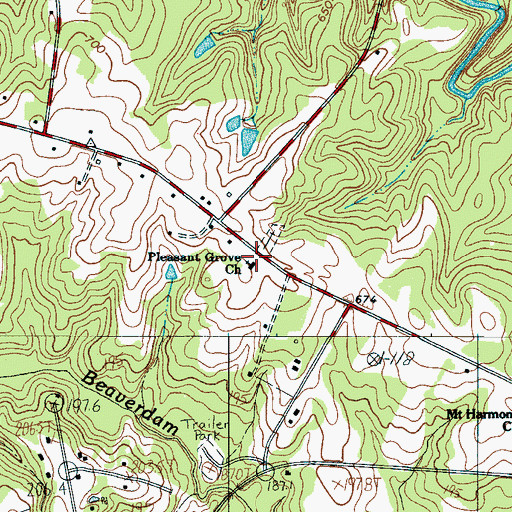 Topographic Map of Pleasant Grove Church, SC