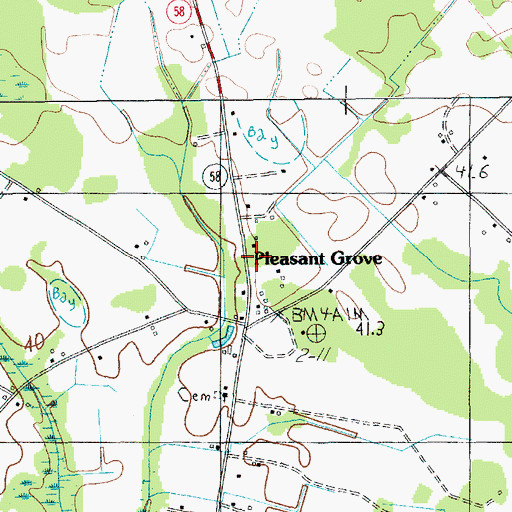 Topographic Map of Pleasant Grove School, SC