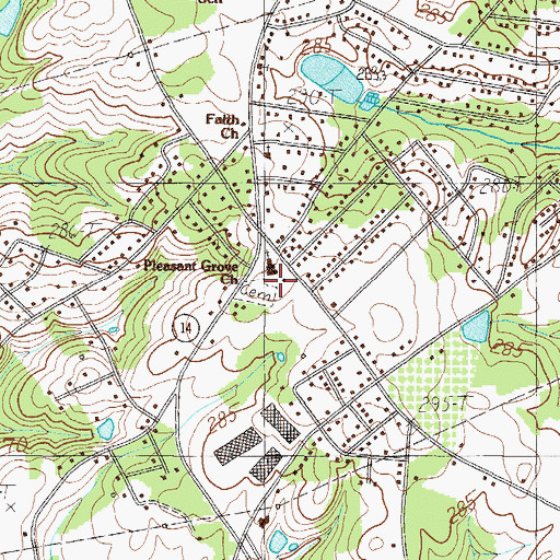 Topographic Map of Pleasant Grove School, SC
