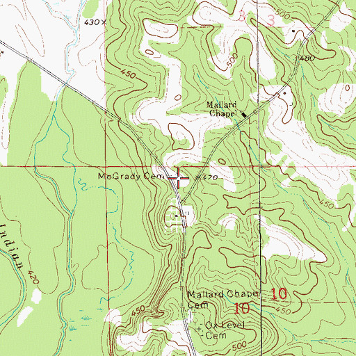 Topographic Map of McGrady Cemetery, AL