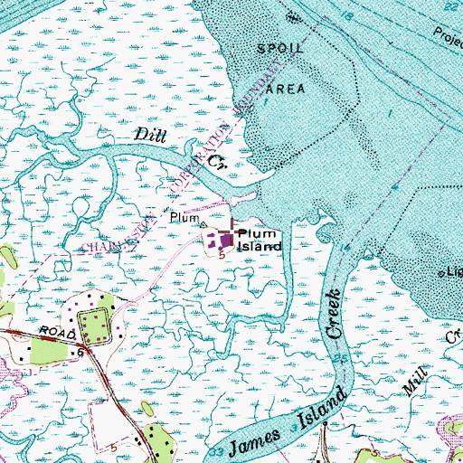 Topographic Map of Plum Island, SC