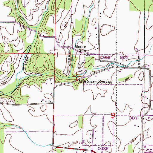 Topographic Map of McGuire Spring, AL