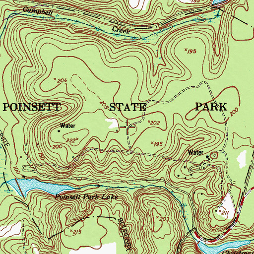 Topographic Map of Poinsett State Park, SC