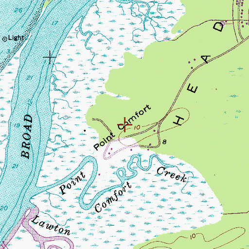 Topographic Map of Point Comfort, SC