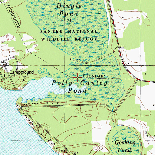 Topographic Map of Polly Cantey Pond, SC