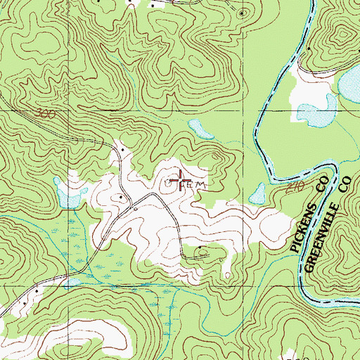 Topographic Map of Ponder Cemetery, SC