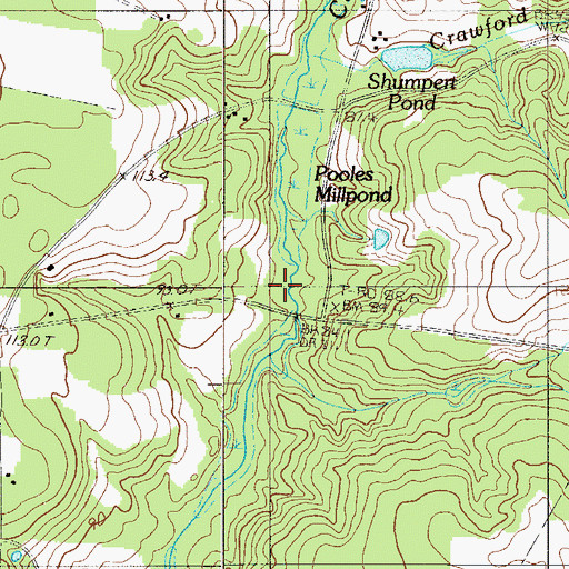 Topographic Map of Pooles Millpond, SC