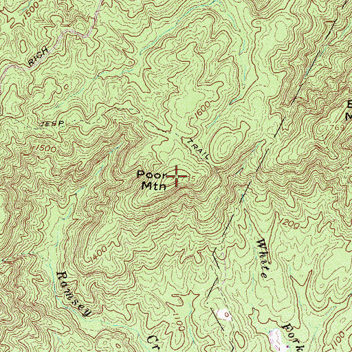 Topographic Map of Poor Mountain, SC