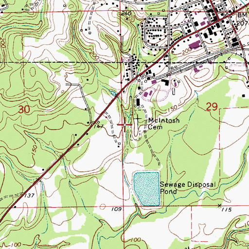 Topographic Map of McIntosh Cemetery, AL