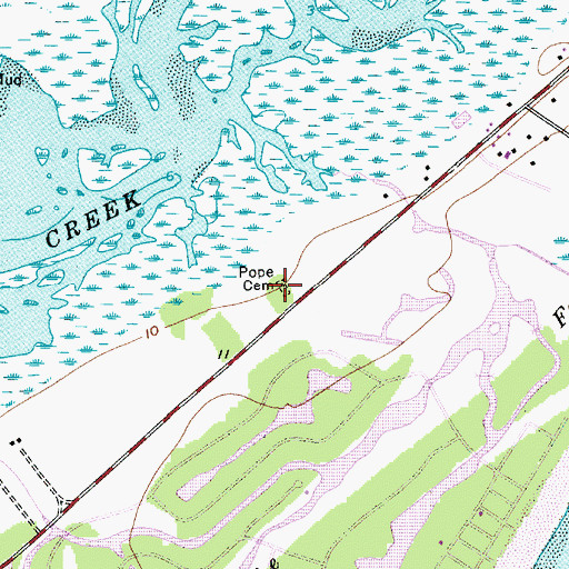 Topographic Map of Pope Cemetery, SC