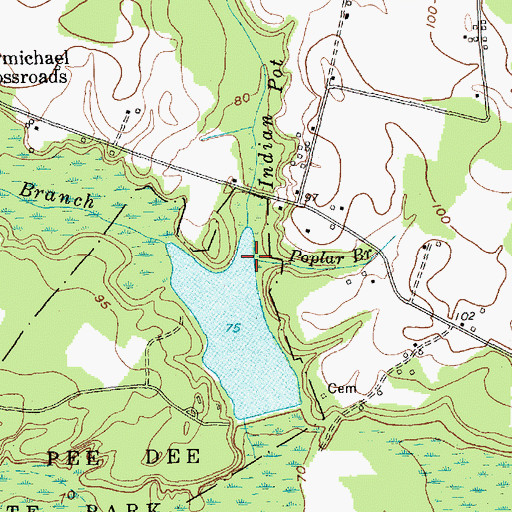 Topographic Map of Poplar Branch, SC