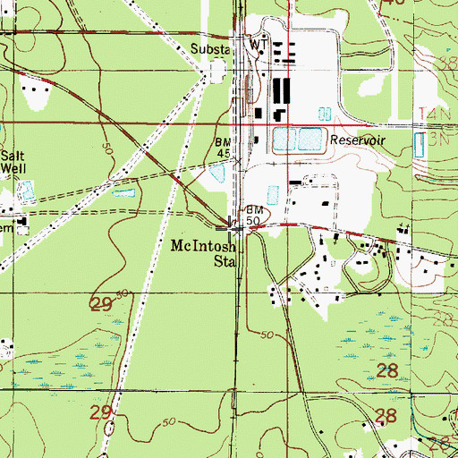 Topographic Map of McIntosh Station, AL