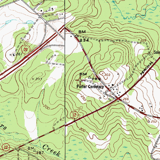 Topographic Map of Porter Cemetery, SC