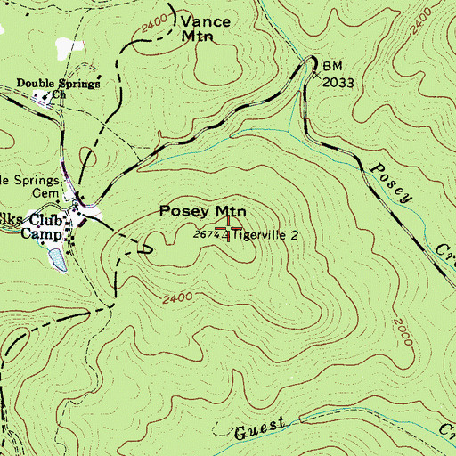 Topographic Map of Posey Mountain, SC